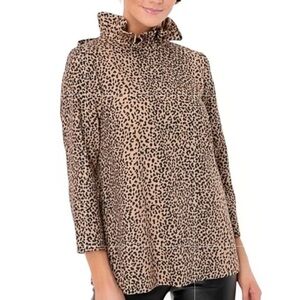 NWT TUCKERNUCK Faye Leopard Print 
Ruffle Collar Tie Back Top XS
